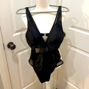 TWO BLACK ONE PIECE SWIMSUITS